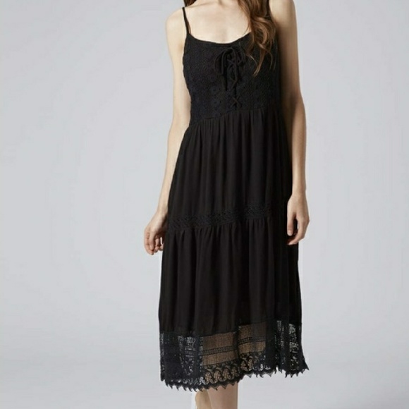 black crochet midi dress